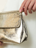 Gold Foldover Clutch Bag