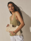 Natural raffia effect clutch bag cut out design 33cm - British product