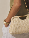 Natural raffia effect clutch bag cut out design 33cm - British product
