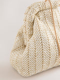 Natural raffia effect clutch bag cut out design 33cm - British product