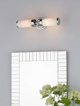 Next Dar Lighting Polished Chrome Opal Glass Century 2 Light Wall Light- Buy online at McGrocer
