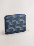 Navy faux leather zip around purse compact size - British product