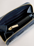 Navy faux leather zip around purse compact size - British product