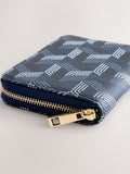 Navy faux leather zip around purse compact size - British product