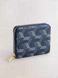 Navy faux leather zip around purse compact size - British product