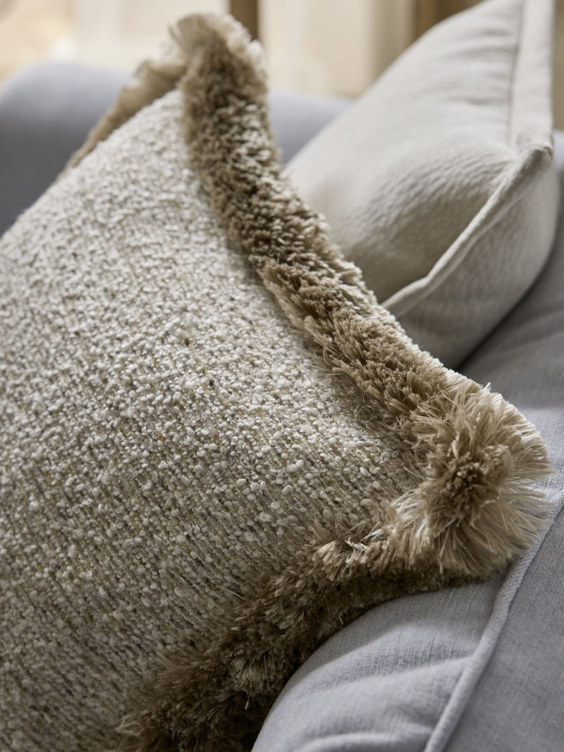 Boucle fleck fringe cushion 50x50cm natural (British brand)