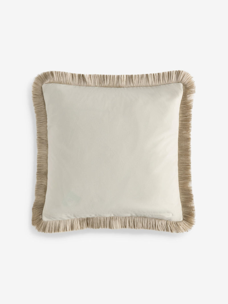 Boucle fleck fringe cushion 50x50cm natural (British brand)