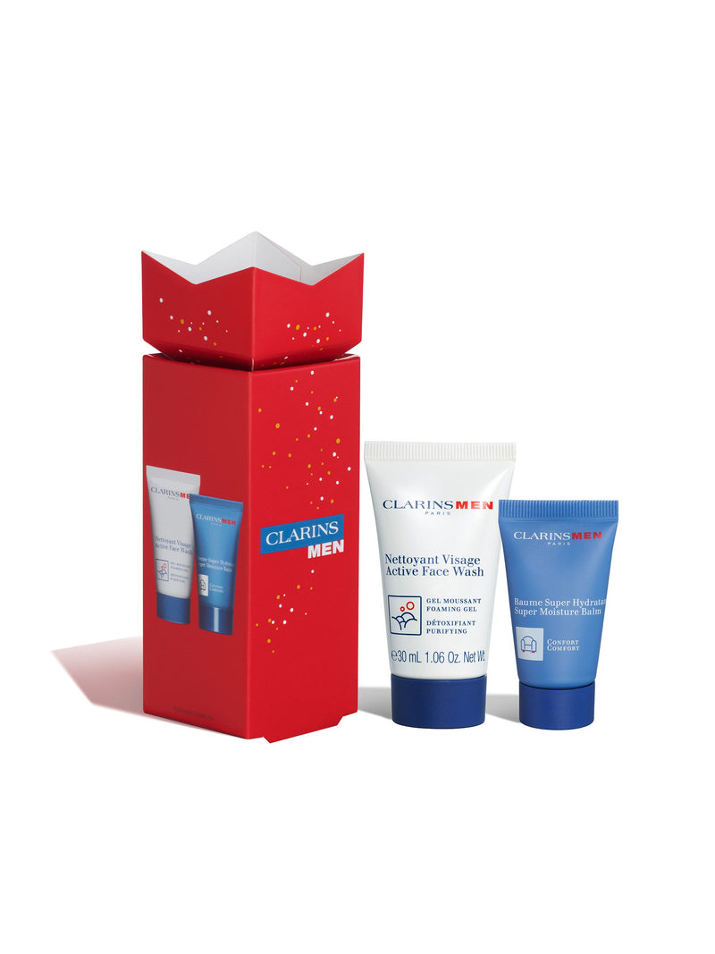 Clarins Men's Essentials face wash and moisturiser duo - British product