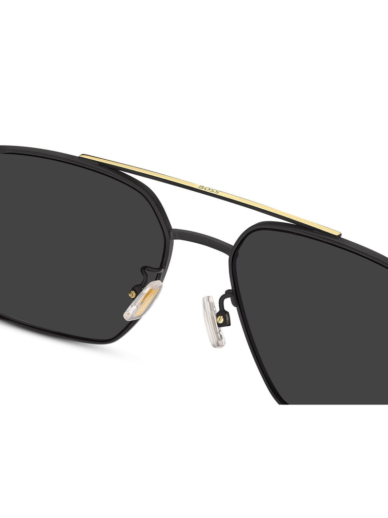 BOSS gold rectangular sunglasses double bridge, UK version