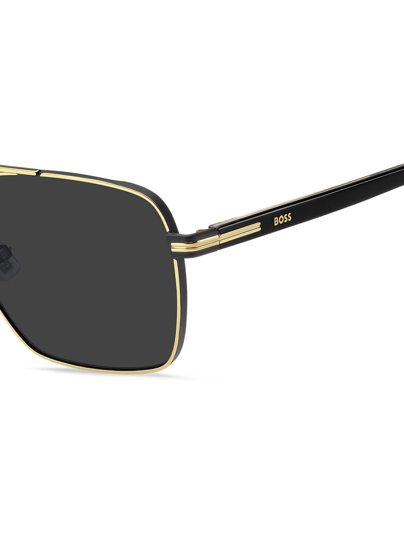 BOSS gold rectangular sunglasses double bridge, UK version