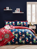 Catherine Lansfield Navy Christmas Elves Cotton Rich Duvet Cover Set