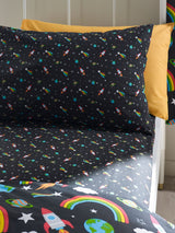 Catherine Lansfield Black Rainbow Rockets Fitted Sheet