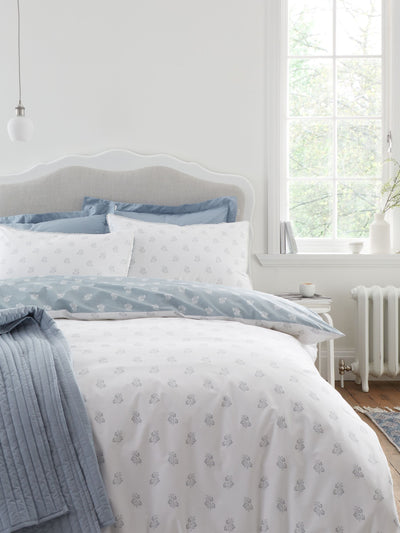 Next Bianca White Blue Esme Floral Print Reversible Duvet Cover Set- Buy online at McGrocer