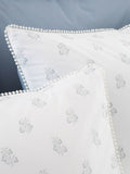White Blue Esme Floral Print Reversible Duvet Cover Set - British product