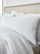 Bianca White Fleur Matelassé Jacquard Cotton Duvet Cover Set