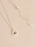 Silver-tone birthstone disc drop necklace (British brand)