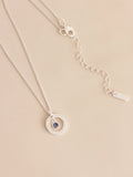 Silver-tone birthstone disc drop necklace (British brand)