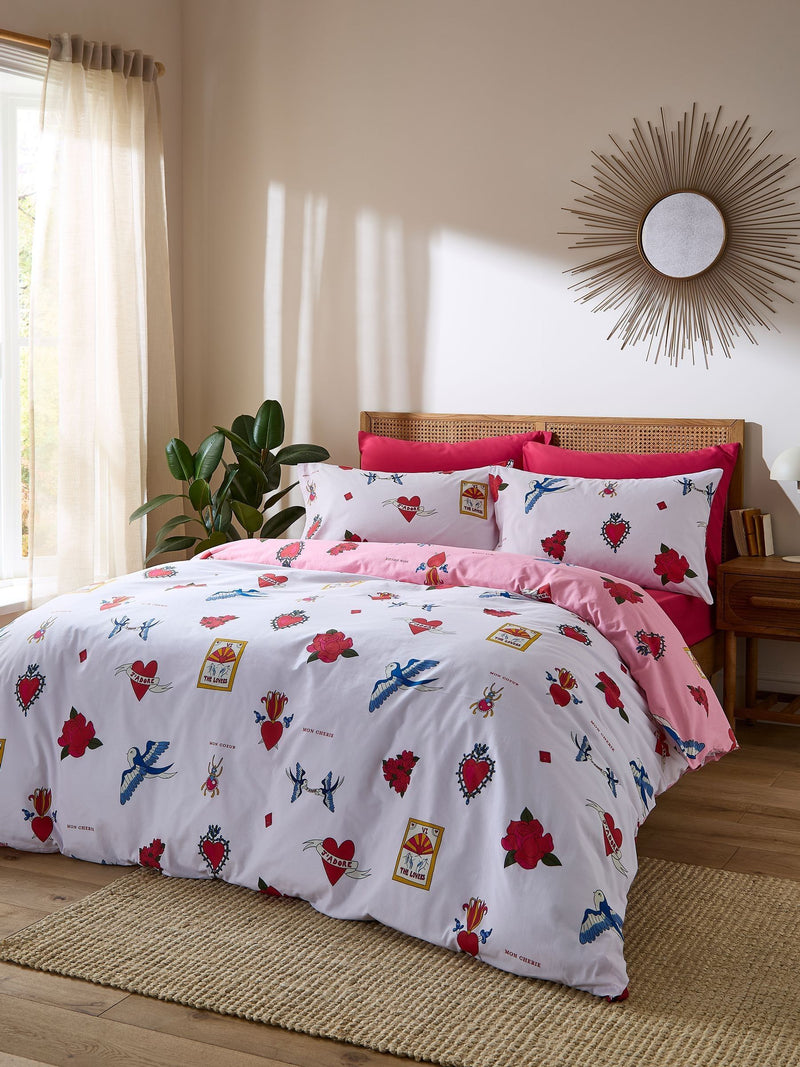 Their Nibs Pink Mon Coeur duvet cover set (British brand)
