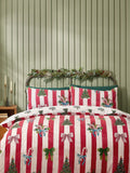 Catherine Lansfield Red Christmas Stripe Reversible Duvet Cover Set - British product
