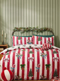 Catherine Lansfield Red Christmas Stripe Reversible Duvet Cover Set - British product