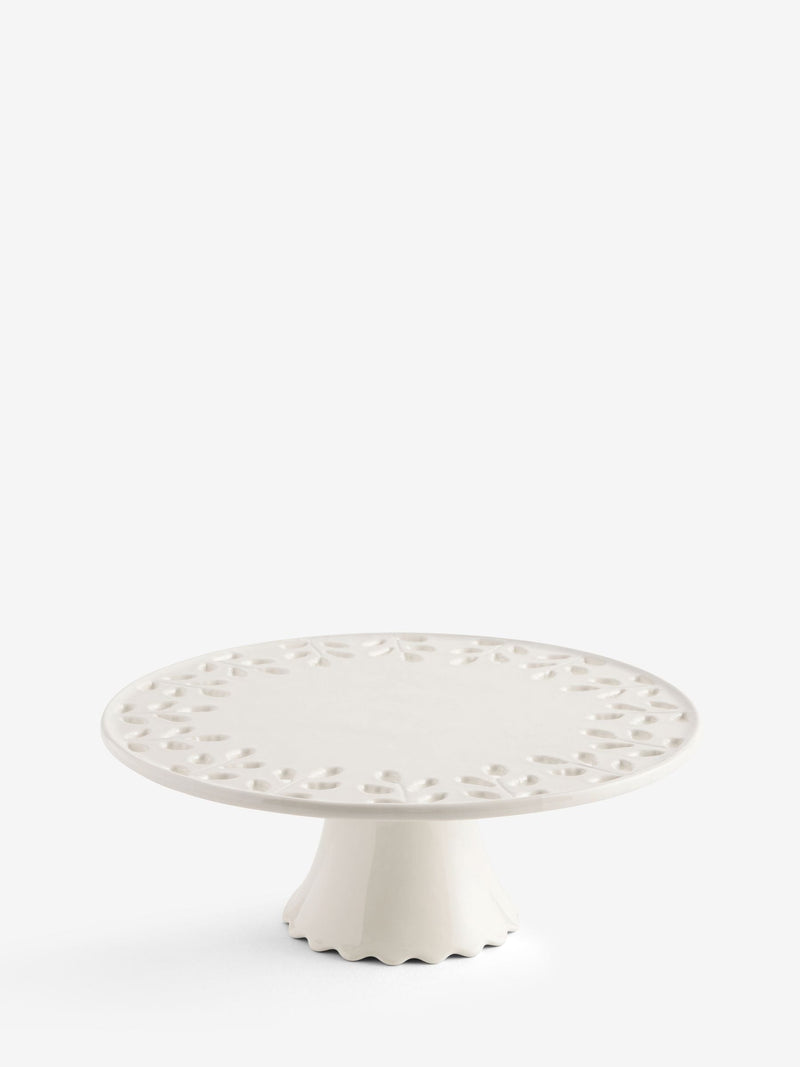 Cream Alice Floral cake stand with folk cutout pattern, UK version
