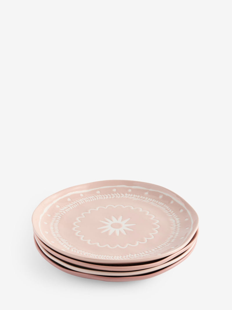 Stoneware side plates set of 4 global patterns 21.5cm, UK version
