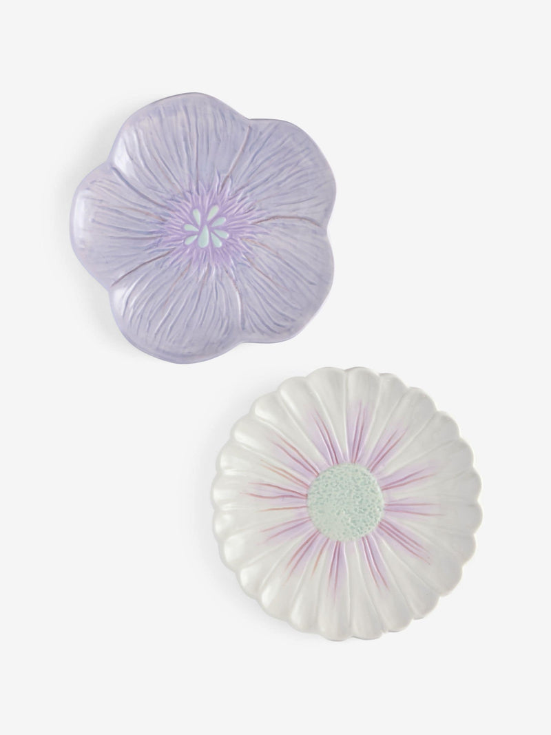 Set of 2 lilac flower stoneware side plates (British brand)