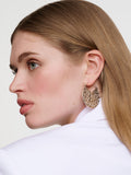Karen Millen silver tone leopard print disc earrings, imported from the UK