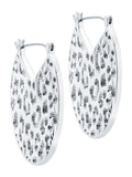 Karen Millen silver tone leopard print disc earrings, imported from the UK