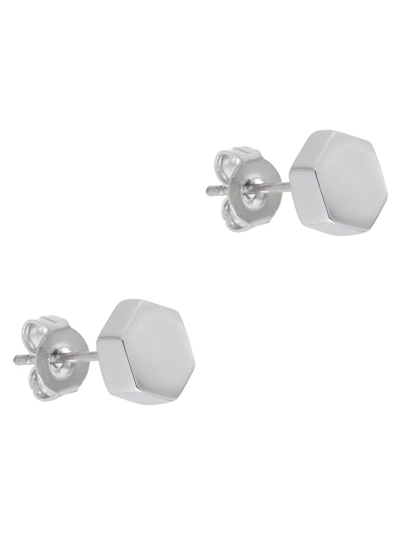 Karen Millen mosaic stud earrings silver tone, UK version