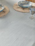 Blue stripe cotton wipe clean tablecloth, UK version