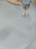 Blue stripe cotton wipe clean tablecloth, UK version