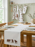 Catherine Lansfield Highland Cow cotton table runner 220cm - British product