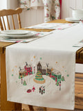 Catherine Lansfield Natural Christmas Town Cotton Dining Table Runner