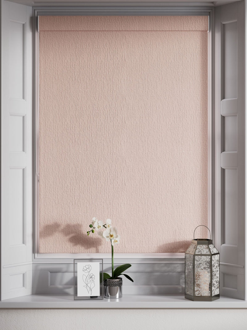 Pink chenille roman blind made to measure (British brand)