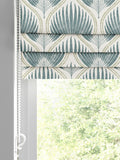 Blue Poale made to measure Roman blind with leaf design - British product