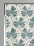 Blue Poale made to measure Roman blind with leaf design - British product