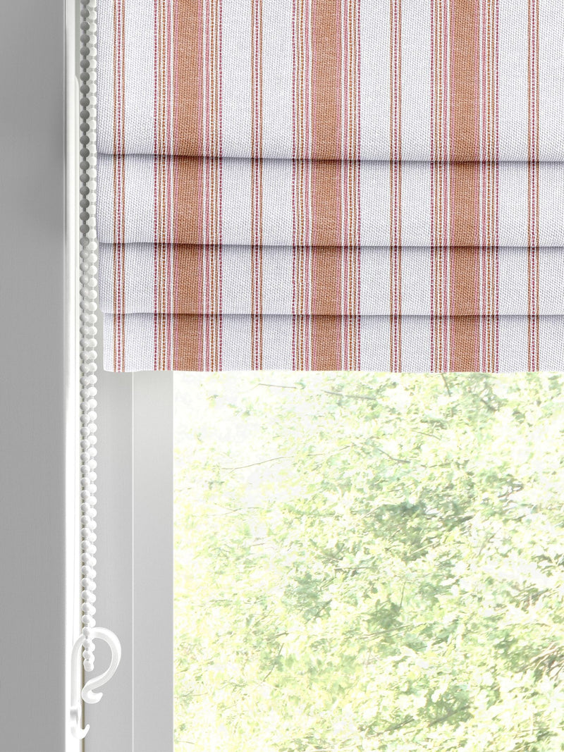 Balthica orange striped embroidered Roman blind made to measure, imported from the UK