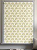 Poale Green Poale Roman blind with leafy cotton design, UK version