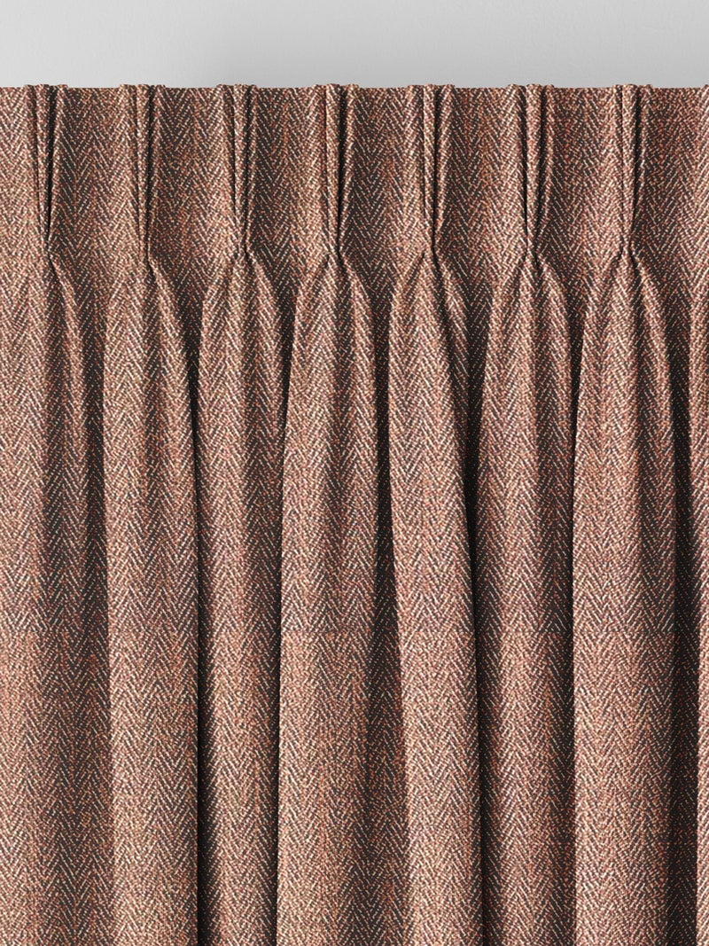 Orange herringbone made to measure curtains - British product