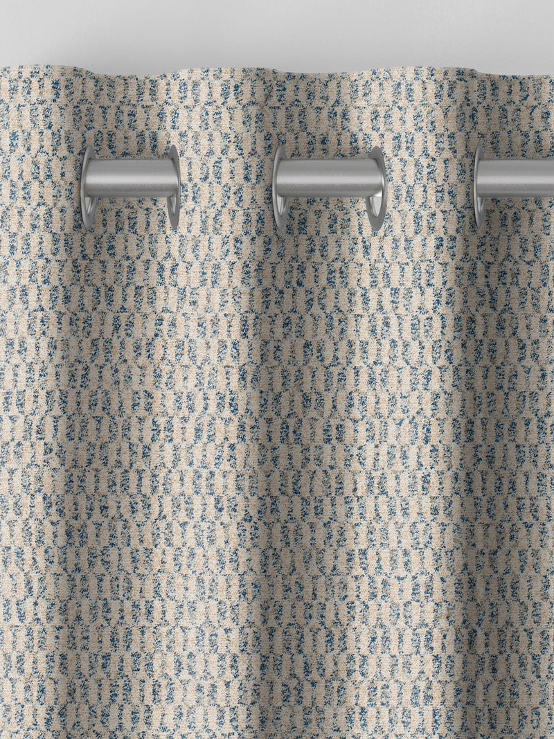 Blue geometric curtains made to measure - British product