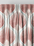 Poale red made to measure curtains with leafy print, UK version