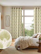 Next Green Poale Made to Measure Leaf Print Cotton Curtains- Buy online at McGrocer