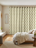 Poale green cotton curtains leaf print, UK version
