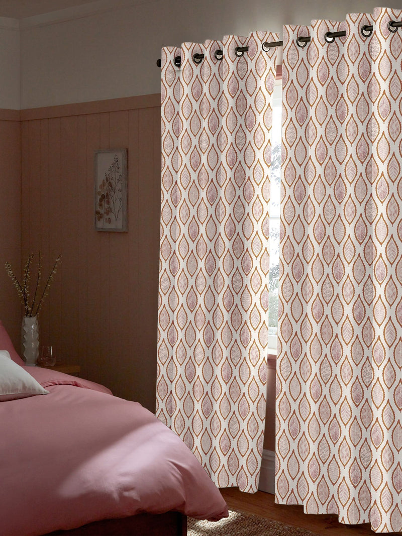 Mesop made to measure curtains with orange leaf print - British product