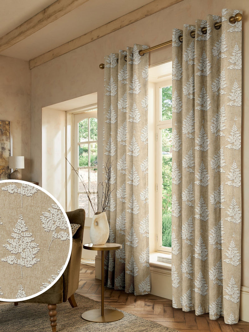 Natural Midori made to measure grey jacquard curtains (British brand)