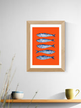 Next East End Prints Oak Sardines Orange by Alice Straker Wall Art Print- Buy online at McGrocer