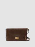 Reiss Aletta taupe leather twist-lock shoulder bag - British product