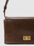 Reiss Aletta taupe leather twist-lock shoulder bag - British product