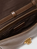 Reiss Aletta taupe leather twist-lock shoulder bag - British product